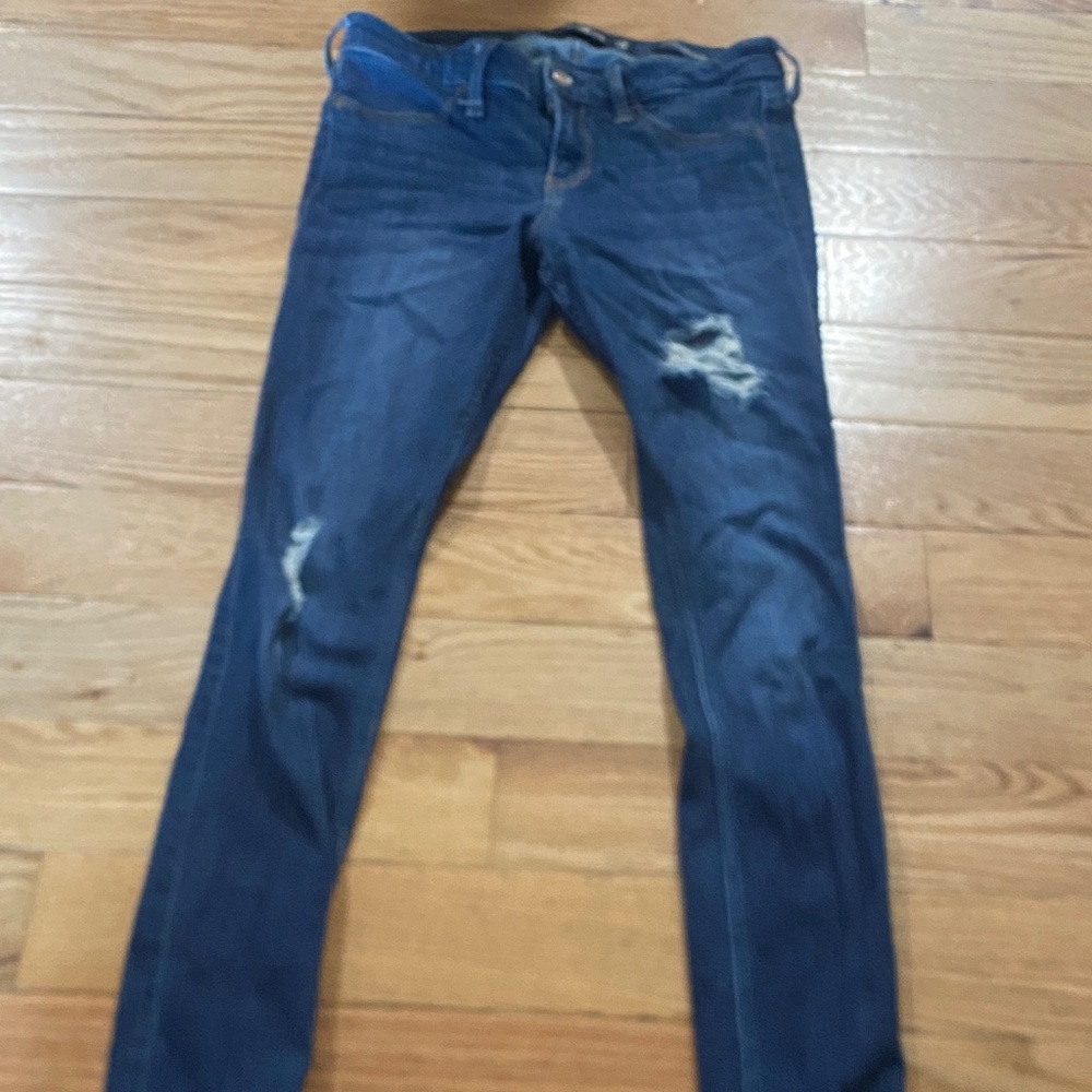Hollister Dark Blue Distressed Skinny Jeans